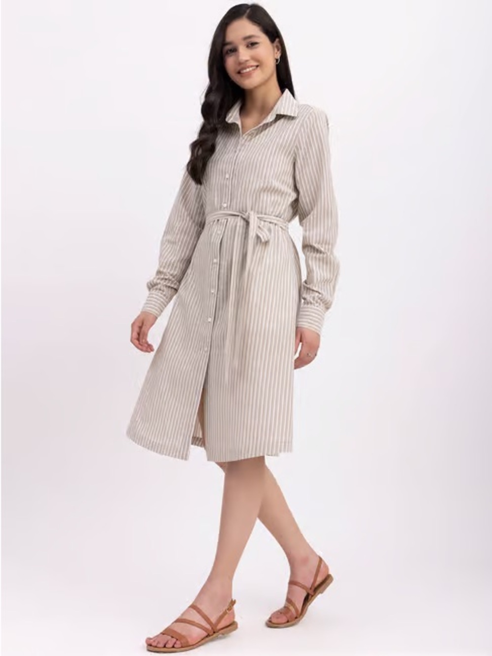 J. Crew Factory Stripe Belted Shirt Dress